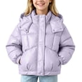 thumbnail image 2 of Atogsazn Childrens Girls Puffer Jacket Kids Casual Full Zip Long Sleeve Coat Thick Warm Winter Outerwear Clothes Purple 7-8 Years Fashion, 2 of 5