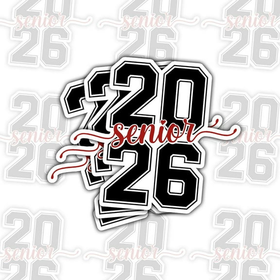 3 Pcs Class of 2026 Senior Number Stickers | Black & Red Vinyl Decals | Gift for Grads, Scrapbooks or Laptops 3 inch