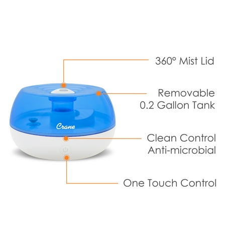 CRANE - 0.2 Gal. Personal Ultrasonic Cool Mist Humidifier - Blue/White