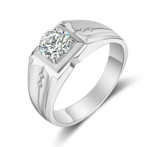 Men's Wedding CZ Band Stylish Gift 925 Silver, Yellow Gold Filled Ring Size 7-12