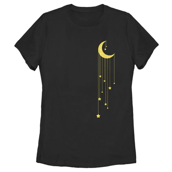 Women's CHIN UP Moon Star Shower Graphic Tee Black Small