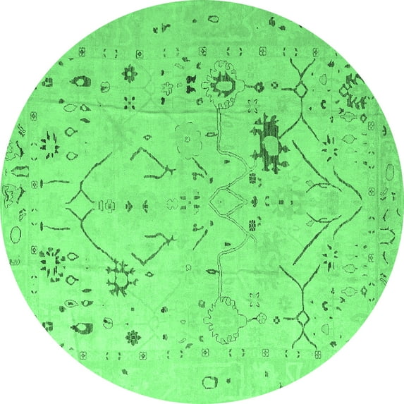 Ahgly Company Indoor Round Oriental Emerald Green Traditional Area Rugs, 8' Round