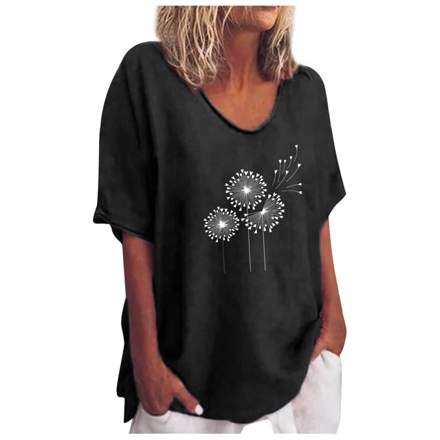 Blouses à Manches Courtes pour Femmes Hauts Aguichant à Col Rond à Manches Courtes pour Femmes Blouse Régulière Imprimée Femmes Hauts à Manches Courtes Femmes Blouse à Manches Courtes Hauts à Manches Courtes pour Femmes