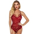 thumbnail image 4 of Combinaison à Entrejambe Ouvert en Dentelle Sans Dos, Lingerie pour Femmes, Pyjama Ajouré, 4 of 8