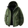 thumbnail image 2 of Men's Winter Jacket Warm Insulated Coat Outdoor Windproof Cold Weather Coat Durable Utility Jacket Solid Padded Outwear Coat for Men A-Army Green L, 2 of 4