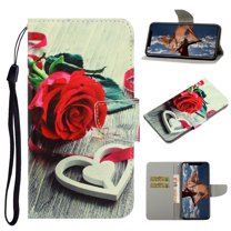 Allytech Wallet Case for iPhone 13 2021 Cover with Card Holder, Colorful PU Leather Flip Folio Kickstand Feature Protective Magnetic Snap Case with Wrist Strap for iPhone 13 6.1", Love Rose