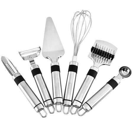 

6pcs Stainless Steel Egg Beater Whisk Set Spatula Shovel Tool Fruit Scoop Kitchen Baking Tool