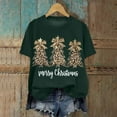 thumbnail image 2 of Dmsael Ladies Christmas Tops Christmas Shirts for Women Short Sleeve Round Neck Xmas Tree Print Fall Funny Party Shirts Loose Fit Fashion Tops Dark Green,S, 2 of 6