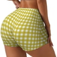 thumbnail image 2 of Fotbe Yellow Checkboard Seamless Shorts, Womens Workout Shorts High Waist Stretch Booty Short for Gym/Yoga/Running/Biking-X-Large, 2 of 9