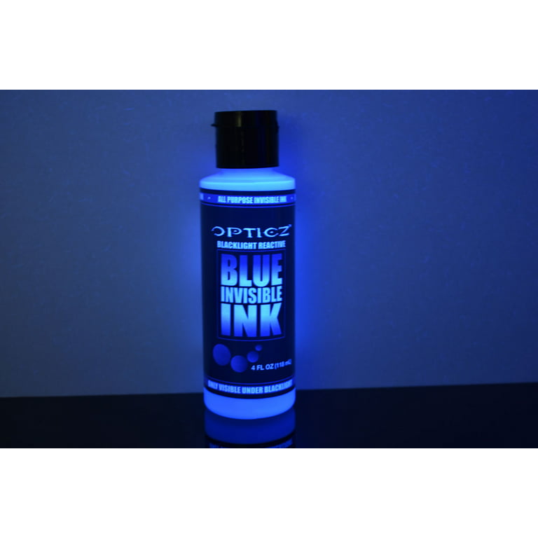 Opticz All Purpose Invisible Blue UV Blacklight Reactive Ink (8 Ounce  Bottle)