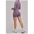 thumbnail image 4 of PISONIC Workout Sets for Women 3 Piece Long Sleeve Zip Up Jacket, V-neck Cami Tank Top, High Waisted Yoga Shorts Gym Athletic Sets, 4 of 6