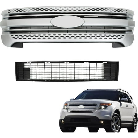 LABLT Front Grille Covers Insert Grill Upper and Lower Sliver Replacement for 2011-2015 Explorer