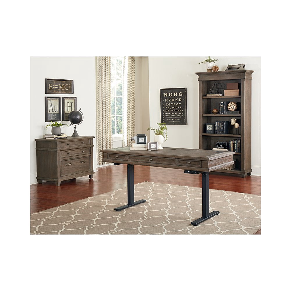 Martin Furniture Carson 5 Shelf Wood Open Bookcase Storage Cabinet Gray