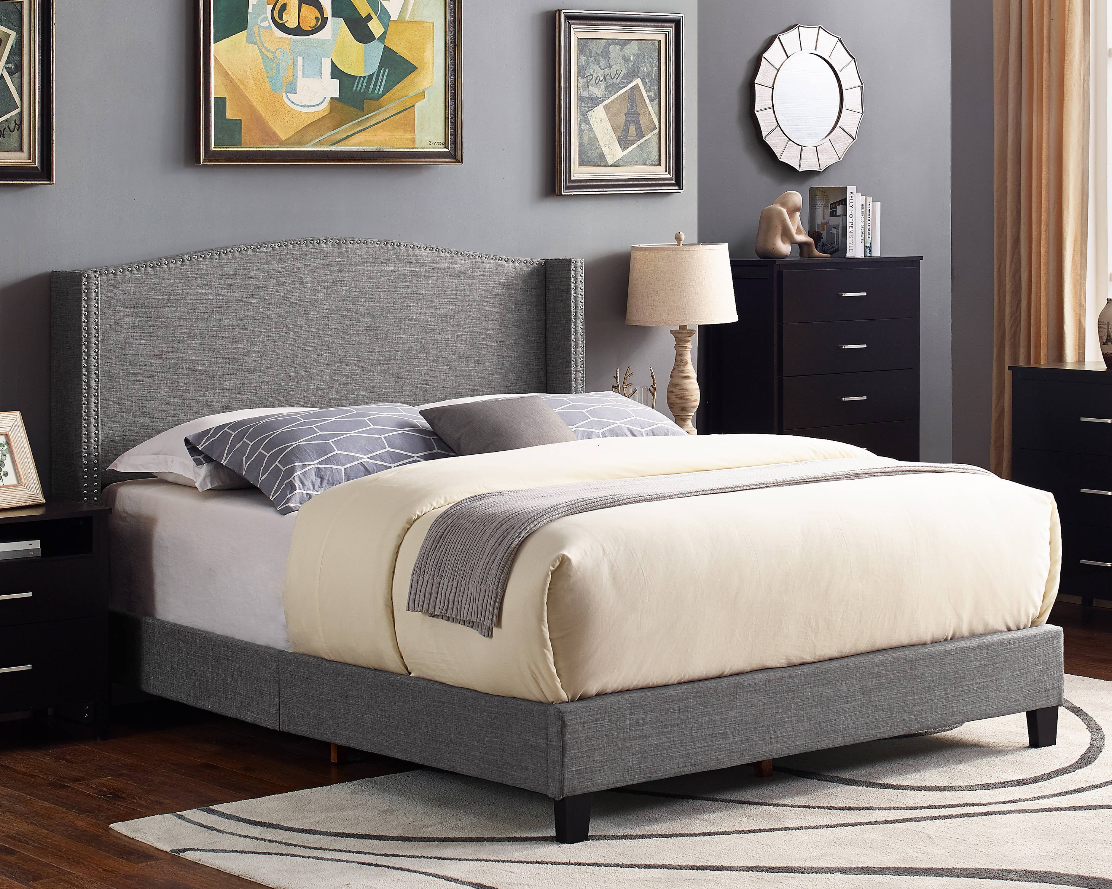 Scarlett Upholstered Wingback Bed, Multiple Sizes and Colors - Walmart.com