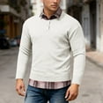 thumbnail image 2 of DHFJKG Men's 2 In 1 Sweater With Plaid Edge Slim Fit Long Sleeve Turndown Collar Knitted Pullover Top Casual Leisure Jumper Tops, 2 of 9
