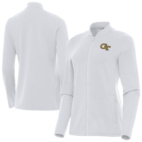 Women's Antigua  White Georgia Tech Yellow Jackets Continual Full-Zip Jacket