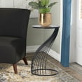 thumbnail image 2 of Homebeez Round Side Table,Small End Table,Coffee Table with Metal Frame,Night Stands for Bedrooms,Black, 2 of 7