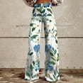 thumbnail image 2 of IDALL Wide Leg Pants Woman Lounge Pants Women Woman High Waist Floral Patterned Pants Lightweight Loose Fit Casual Colorful Trouser Imitation Jeans Baggy Pants High Waisted Pants Sky Blue 2XL, 2 of 4