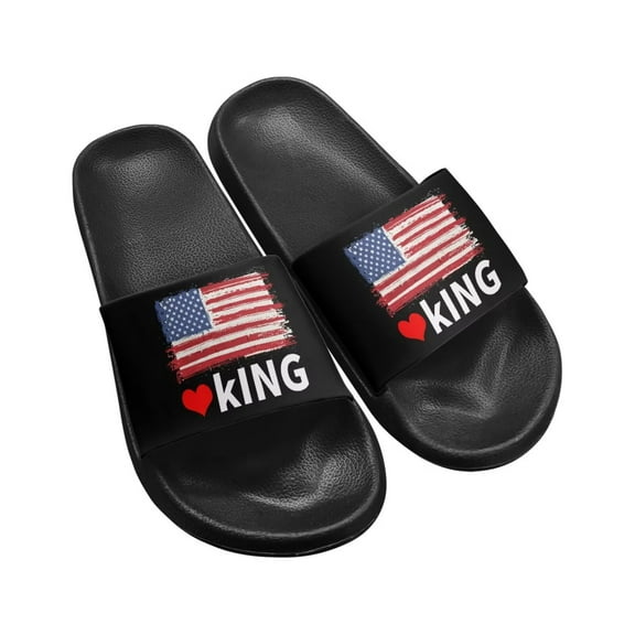 Jrysaedy America Flag King Pattern Slide Sandals for Women Men Ultra Comfort Recovery Pillow Slippers Soft Summer Beach Shoes