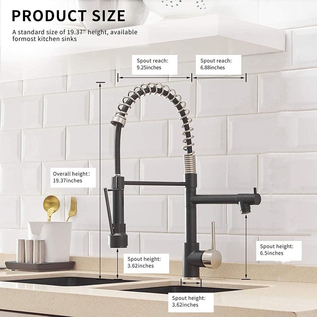 Kitchen Sink Faucet,Black Kitchen Faucets With Pull Down Sprayer,Black Stainless Steel Single Handle One Hole Kitchen Faucet,Matte Black