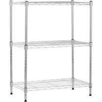 3-Shelf Adjustable Heavy Duty Steel Wire Rack Storage Shelving Organizer for Kitchen, Garage, 23.2" L x 13.4" W x 30" H, Chrome