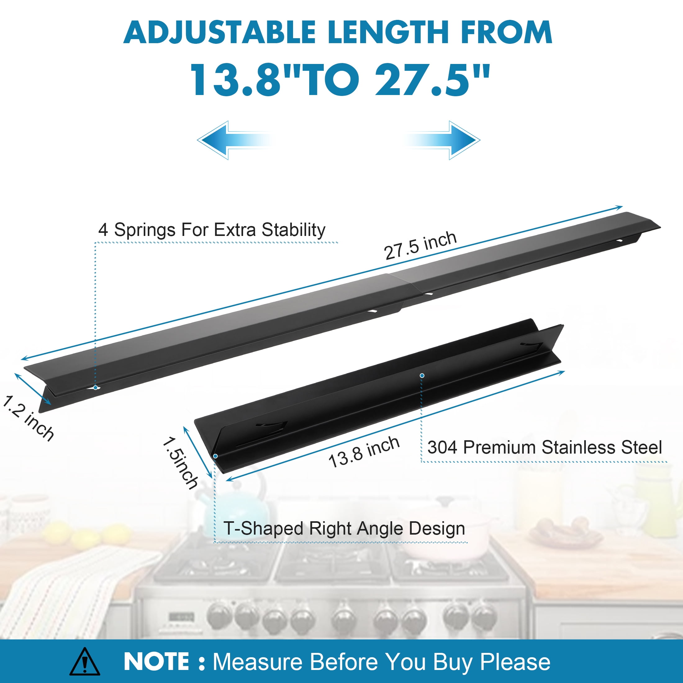 Stainless Steel Stove Gap Covers,Stove Gap Filler for Kitchen Extendable T Stove Counter Gap Covers 13.8"-27.5",Silver