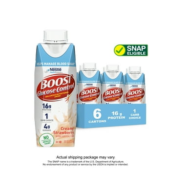 BOOST Glucose Control tional Drink, Creamy Strawberry, 16 g Protein, 6 - 8 fl oz Cartons