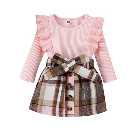 

LAPAKIDS Infant Toddler Girl Clothes 12-18 Months Outfits Long Sleeve Rib Top & Skirt
