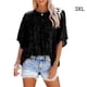 thumbnail image 5 of Camisa de Media Manga Minnieouse Jersey con Volantes Blusa de Encaje Estético Negro 3XL, 5 of 5
