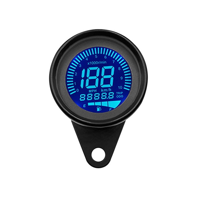 Motorcycle Odometer Lcd Digital Speedometer Tachometer Gauges Night Light 12V Black