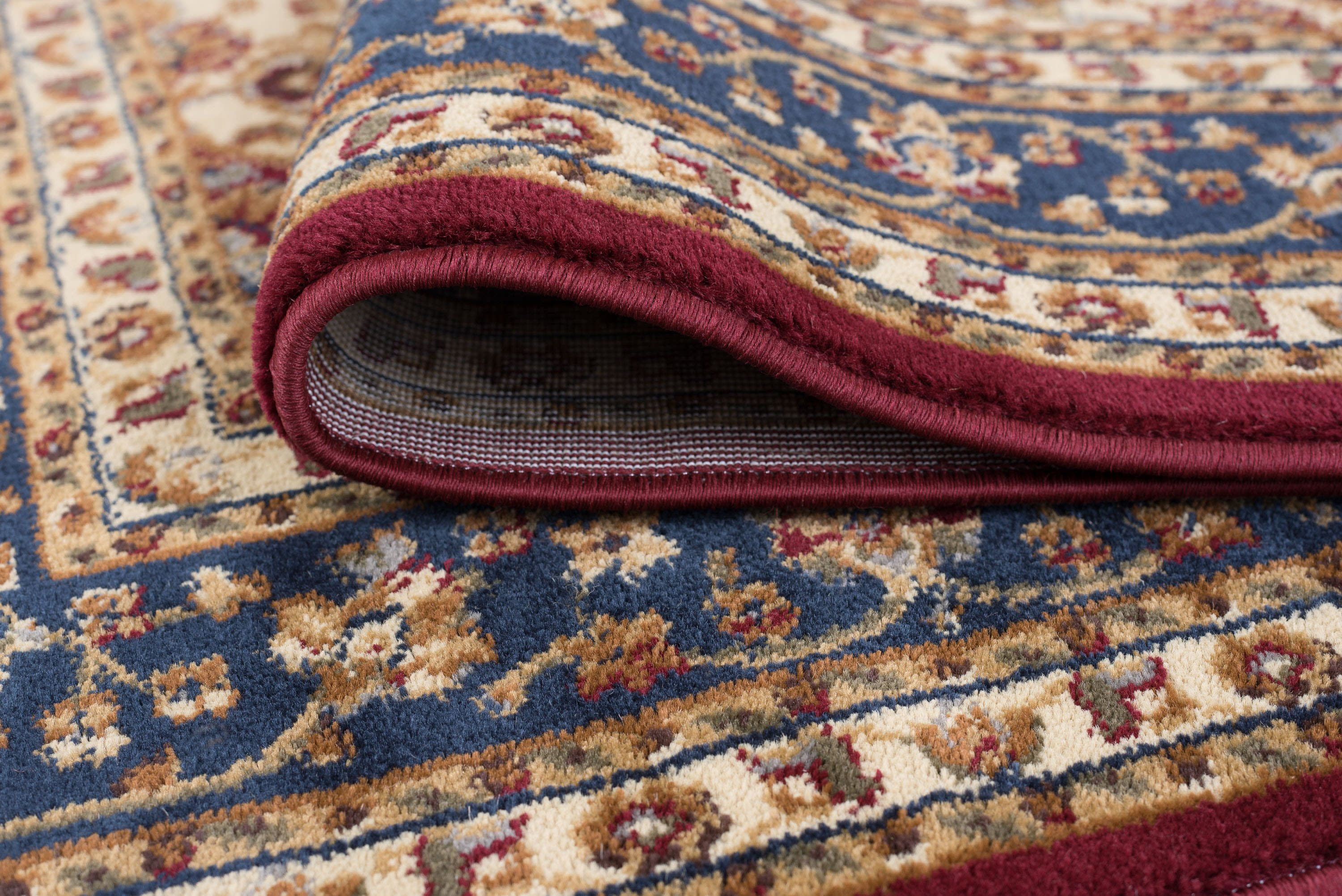 Sensation Transitional 5' x 7' Oval Red and Beige Polypropylene Indoor Area Rug
