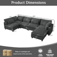 thumbnail image 4 of Wiilayok 130" Corduroy U-Shaped Modular Sectional Sofa 6-Seat Cloud Fluffy Couch Set for Living Room with Ottoman, USB Port, Cup Holder, Storage, Dark Gray, 4 of 9