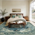 thumbnail image 2 of KoshiMe Washable Area Rug 9'x12', Non-Slip Soft Vintage Distress Floral Rugs for Living Room, Stain Resistant Low Pile Medallion Carpet for Dining Room Office, Dark Blue, 2 of 9