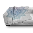 thumbnail image 3 of Lotus Soft Flannel Fleece Throw Blanket, Bohemian Tattoo Style Pastel Toned Mandala Abstract Lotus Flower Design, Cozy Plush for Indoor and Outdoor Use, 60" x 80", Lilac Pale Blue, by Ambesonne, 3 of 6