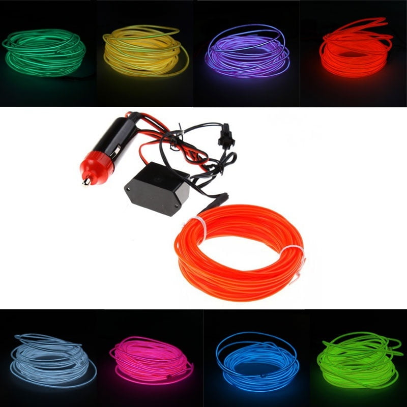 16ft 5M Flexible Neon Light led EL Wire Car light with 12V Inverter