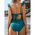 thumbnail image 3 of Attraco Womens One Piece Swimsuits V Neck Front Ruffle Cut Out Strappy Monokinis Swimwear Bathing Suits, 3 of 6