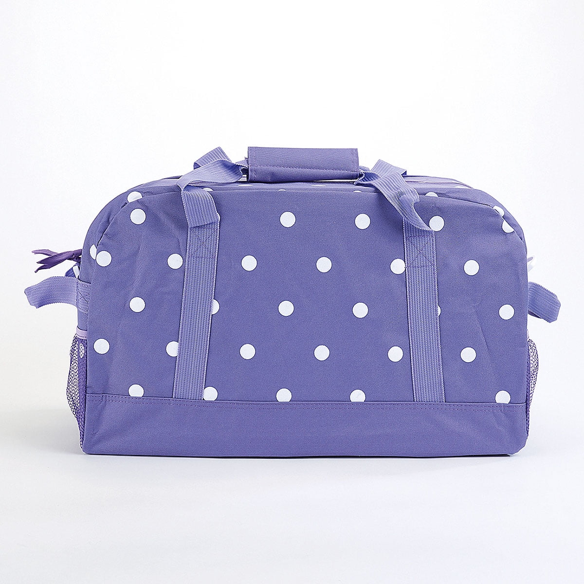 Current Small Duffel Bag for Kids - Purple and White Polka Dot Print, Sports, Luggage, Activities 9 x 10 ½ x 19 inches