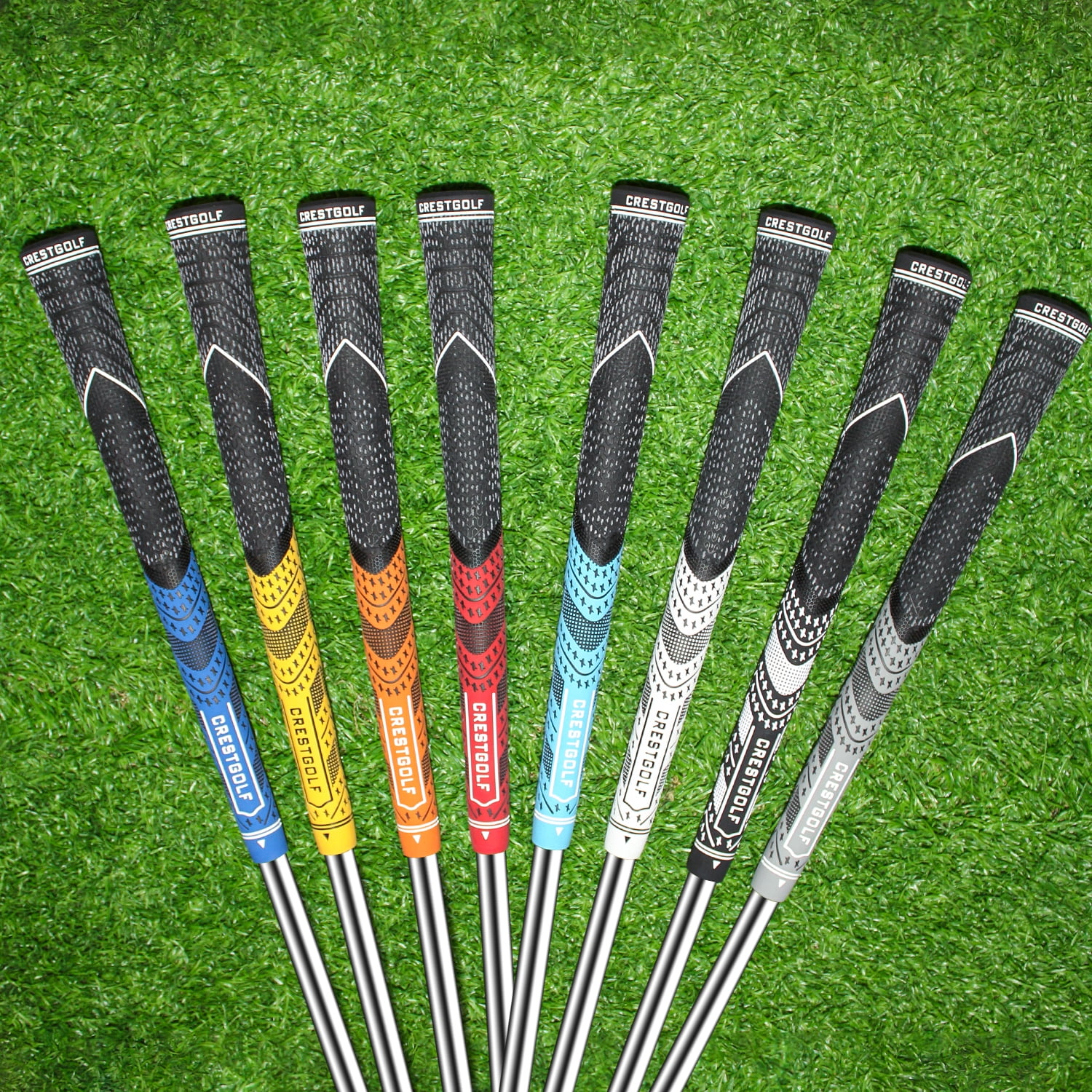 Crestgolf Multi -Compound Golf Grips, Standard/Mid Size All-Weather Control Thread Technology Rubber Combine with Carbon Yard, Anti-Slip-Set of 13