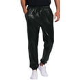 thumbnail image 1 of Pantalones metálicos INSPIRE CHIC para hombres con cintura ajustable, joggers brillantes de lentejuelas 28 negro, 1 of 5