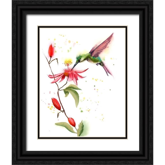 Shefranov, Olga 26x32 Black Ornate Wood Framed with Double Matting Museum Art Print Titled - Humming Bird II