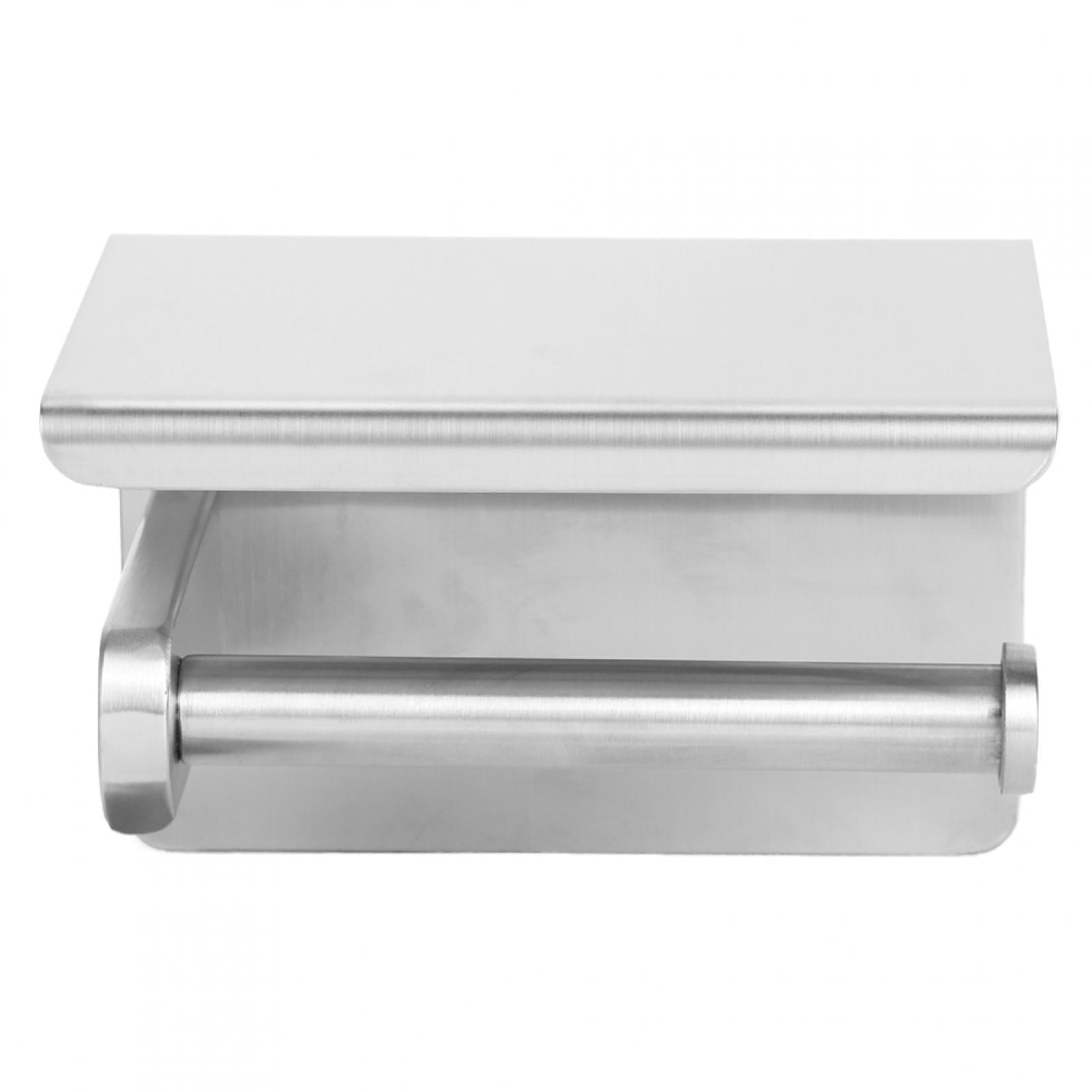 YAHHU Brushed Toilet Paper Holder Stainless Steel Tissue Paper Towel Rack with Phone Shelf, Modern Wall Mounted or Self Adhesive Roll Dispenser (5.91 inches / 15 cm)