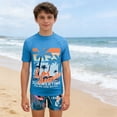 thumbnail image 2 of uikmnh Boys' 2-Piece Rash Guard Set Short Sleeve UPF 50+ Swim Trunks Size：10-11 Years, 2 of 6