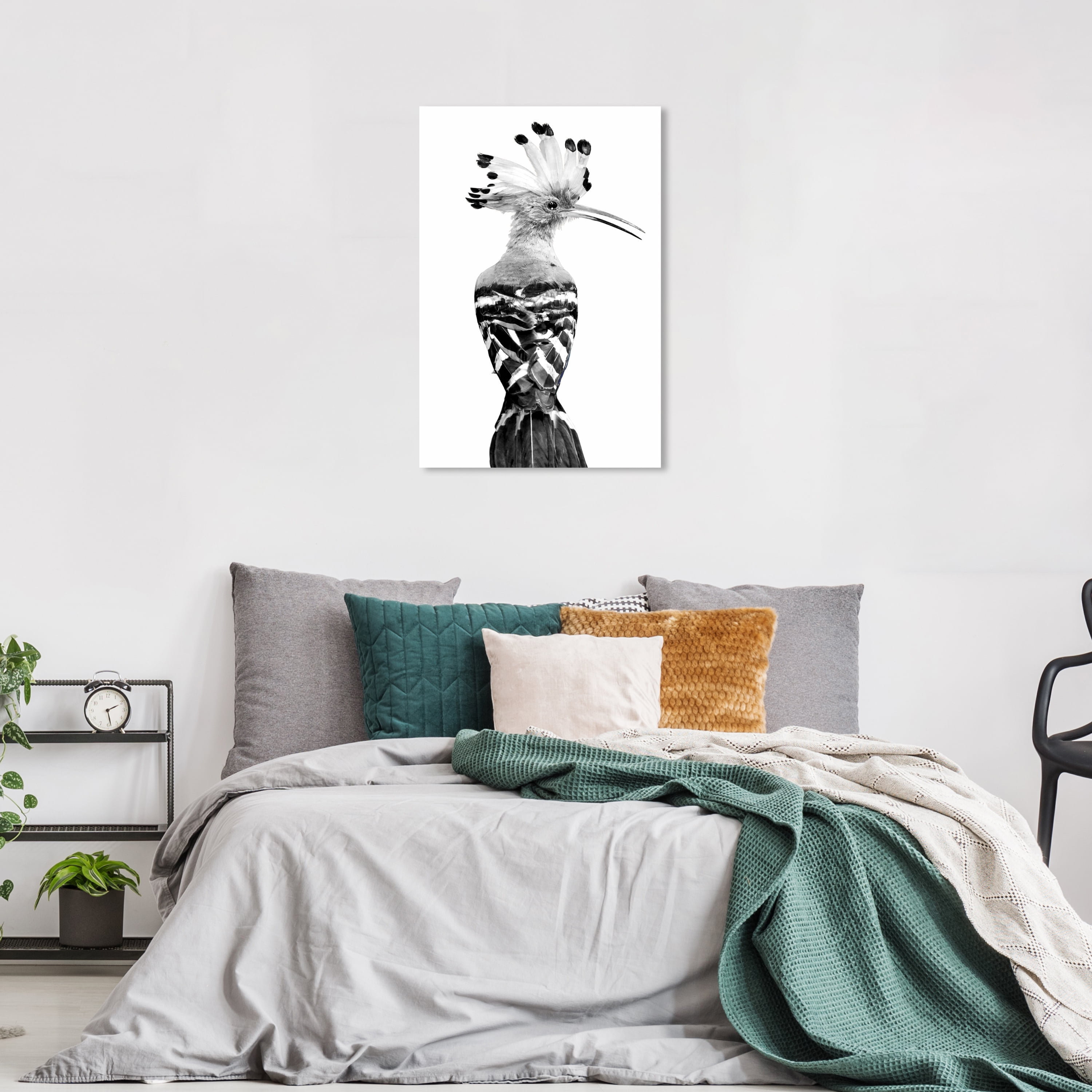 Wynwood Studio Canvas Hoopoe Black and White Animals Birds Wall Art Canvas Print Black 24x36