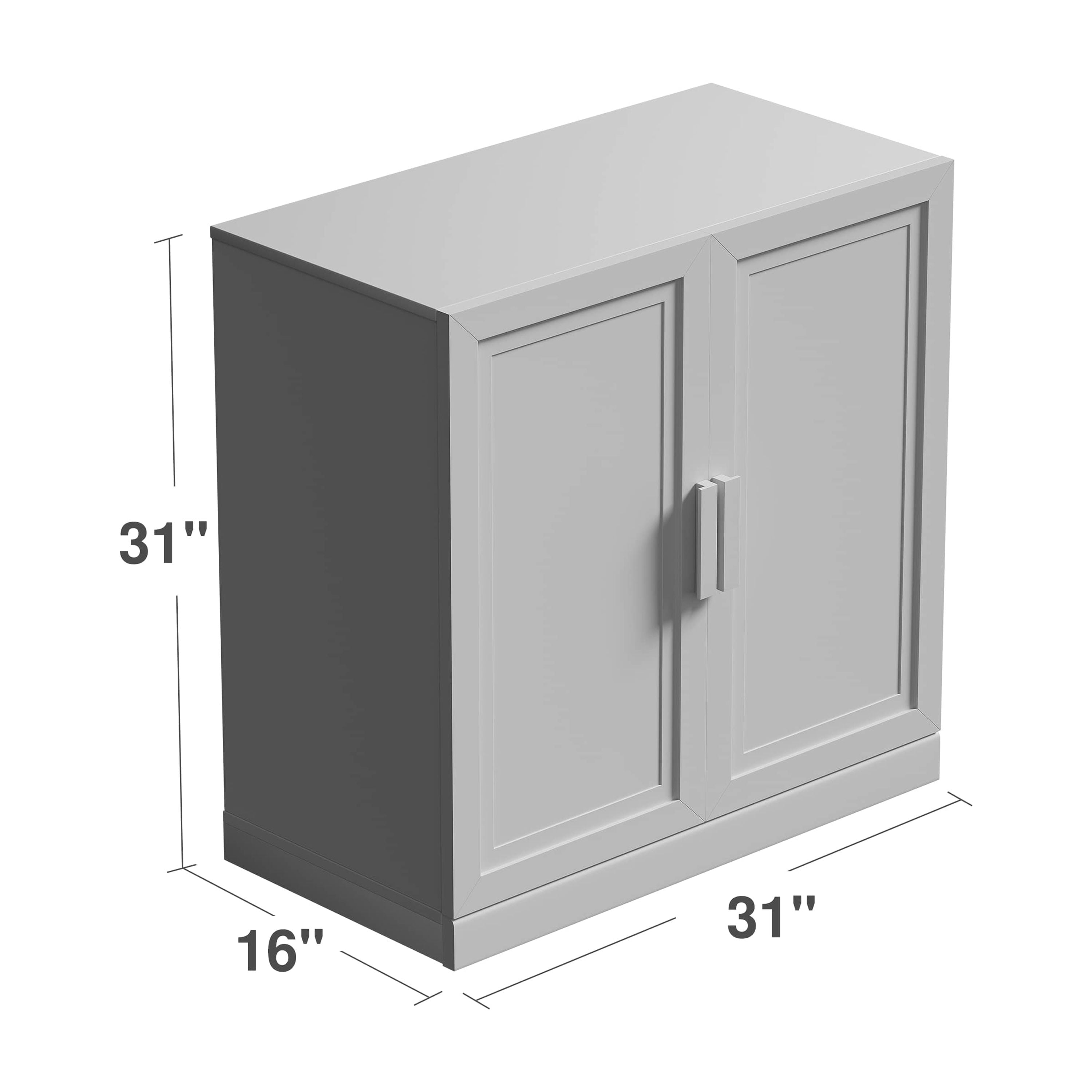 MAYEERTY 31"x31"x16" Storage Cabinet Wood Accent Cabinet for Living Room,Natural Wood