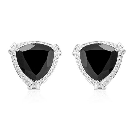 Pearl Smoky Quartz Earrings - 925 Sterling Silver Trillion Smoky Quartz Stud Earrings for Women Jewelry Cttw 3.6 Jewelry Gift