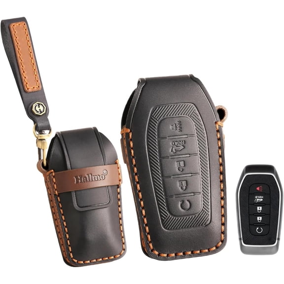 Key Fob Cover Compatible with Infiniti QX80 QX60 2025-2026 Leather Car Key Case Protective Key Bag Keychain Case Holder Protector,Black,Black