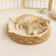 Antqov Dog Bed Mat Breathable Rattan Pet Bed Round Shaped Dog Mat for Pet Cozy Sleeping Cushion Deep Dog Crate Pad Pet Supplies