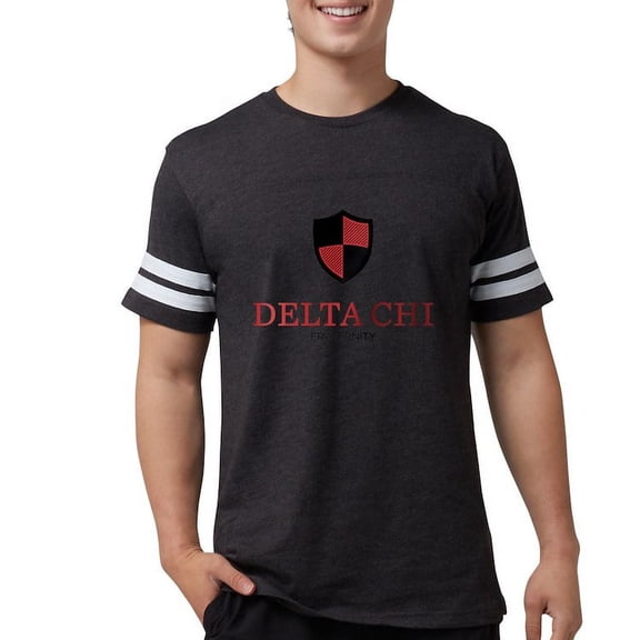 CafePress - Delta Chi Vertical Black And Red Logo T Shirt - Mens Football Shirt