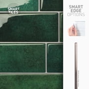 Smart Tiles Peel and Stick Backsplash, 5 Adhesive Tiles, Metro Green, 11.55x8.38