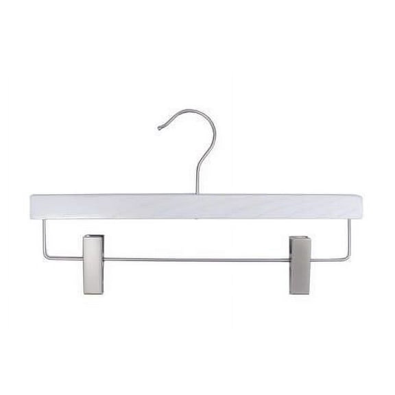 NAHANCO 14" Wooden Pant Hanger,Low Gloss Whitewash (Pack of 100)